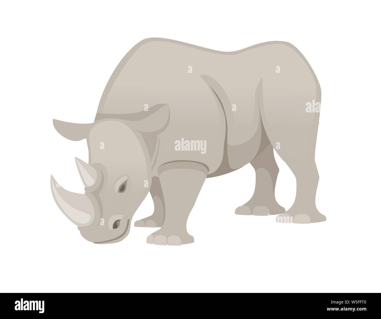 Rhinocéros africains cartoon animal vue côté télévision design vector illustration isolé sur fond blanc. Illustration de Vecteur