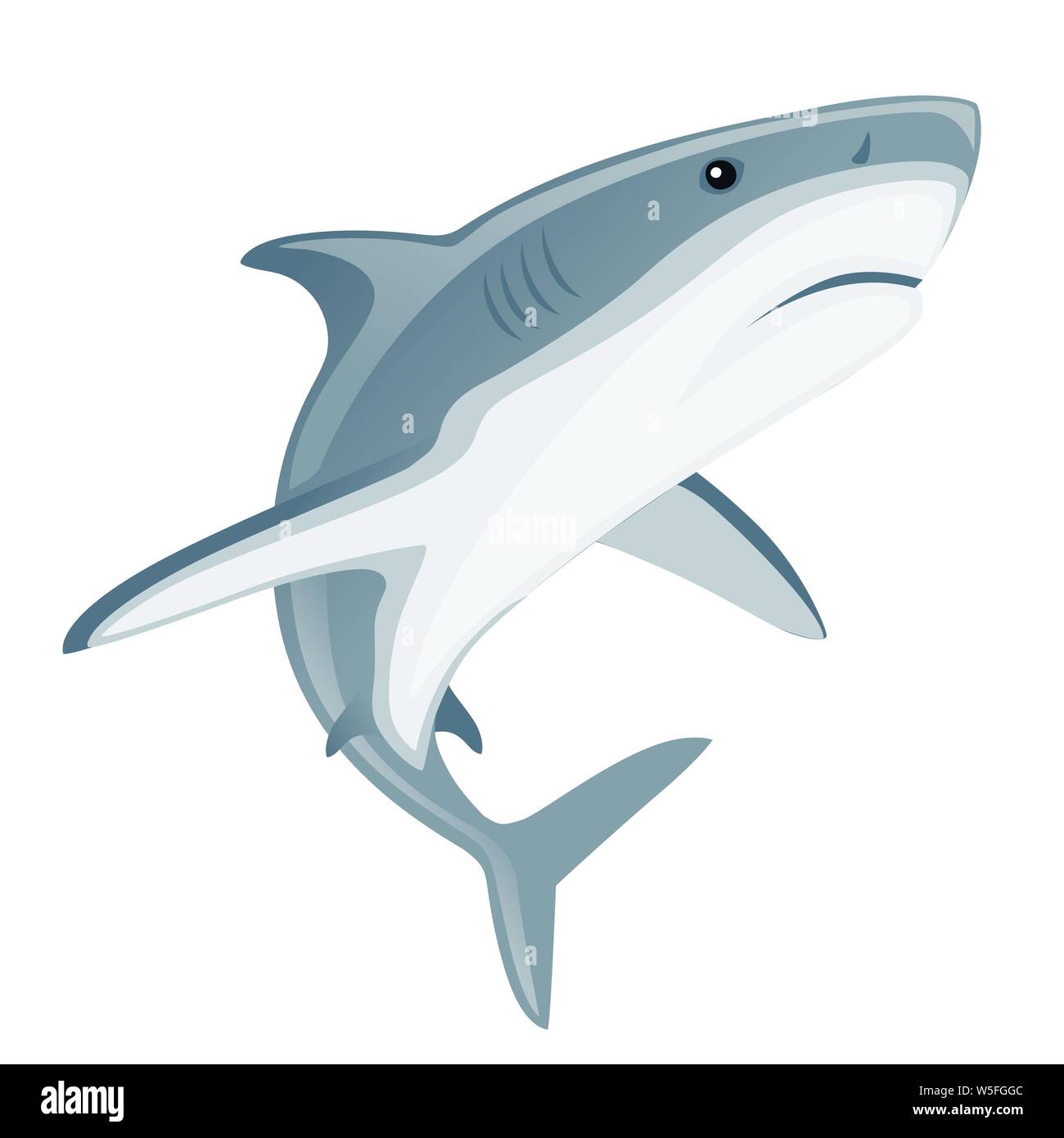 La bouche fermée avec requin prédateur géant cartoon animal télévision design vector illustration isolé sur fond blanc. Illustration de Vecteur
