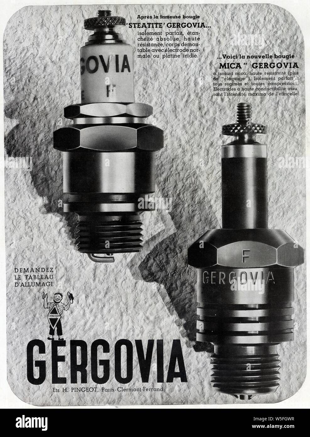 Publicité ancienne .1937.bougie gergovia Photo Stock - Alamy