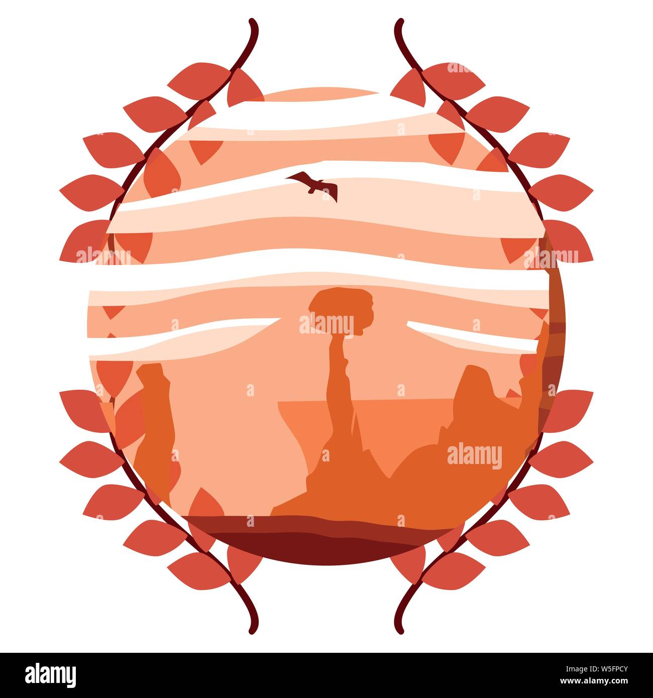 Les roches paysage nature vol oiseau emblème du feuillage vector illustration Illustration de Vecteur