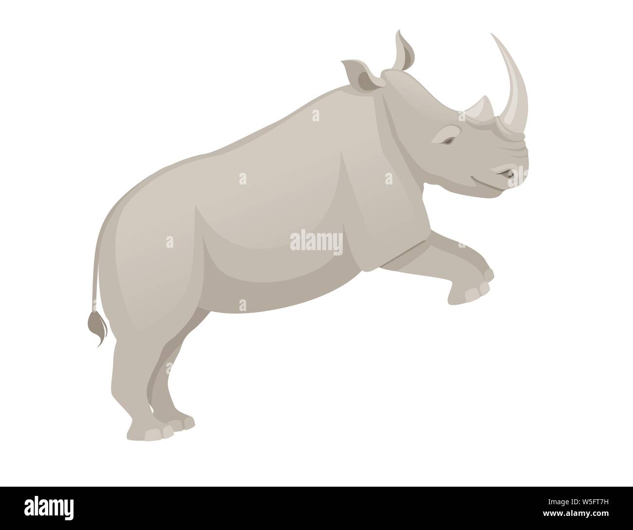 Rhinocéros africains vue côté saut cartoon animal télévision design vector illustration isolé sur fond blanc. Illustration de Vecteur