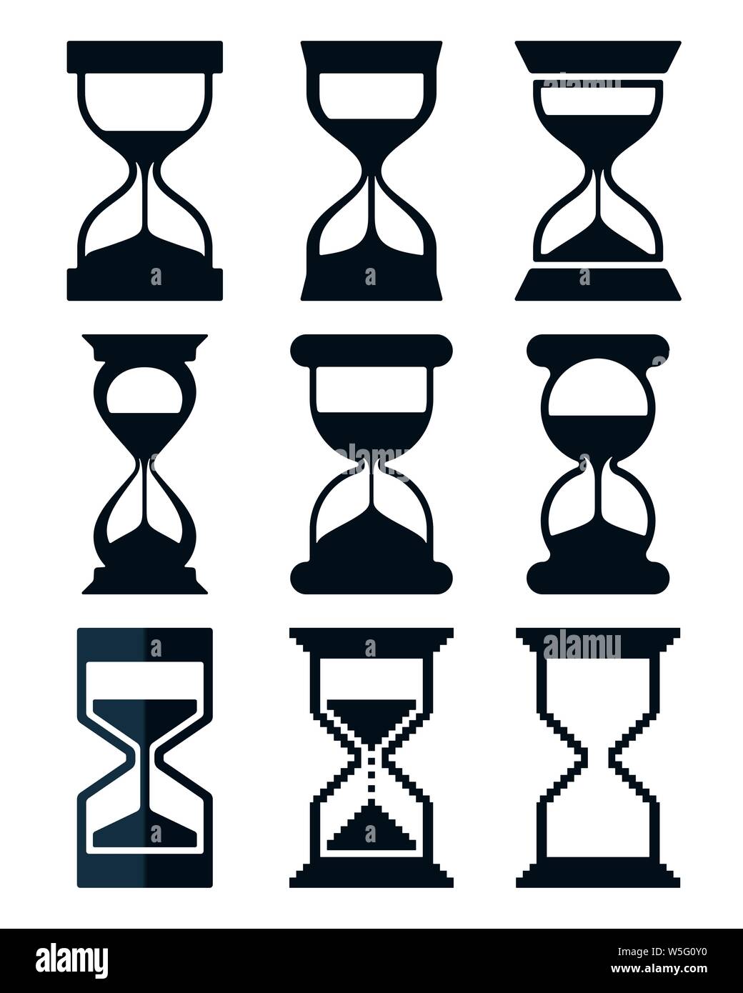 Divers hourglass sur fond blanc. Vecteur conception Hourglass. Illustration de Vecteur