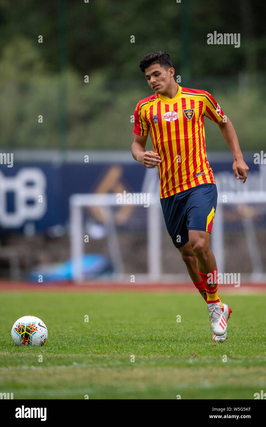 Brayan Vera (Lecce) au cours de la au cours de l'avant-saison match amical entre Lecce 6-0 Virtus Bolzano à Zaccaria Stadium le 25 juillet 2019 à Ortisei, Italie. Credit : Maurizio Borsari/AFLO/Alamy Live News Banque D'Images