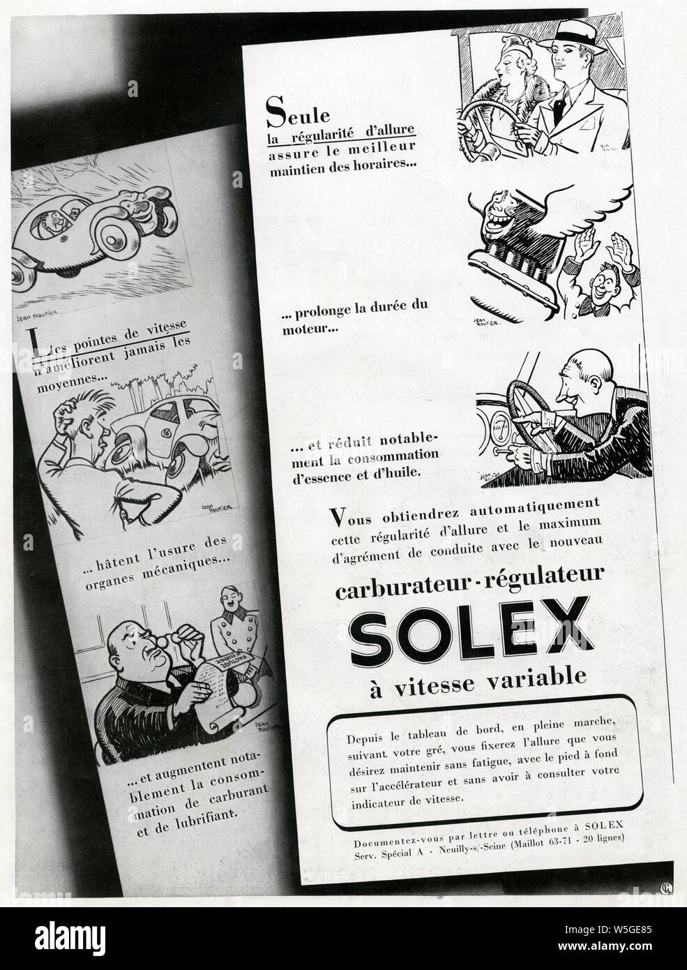 Carburateur-régulateur Solex à vitesse variable. 1937 Banque D'Images