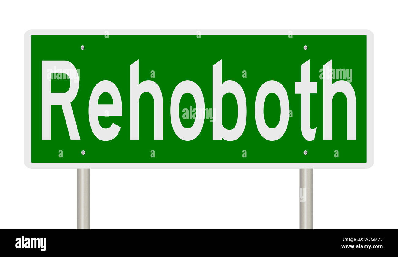 Rendu d'un panneau routier vert pour Delaware Rehoboth Banque D'Images