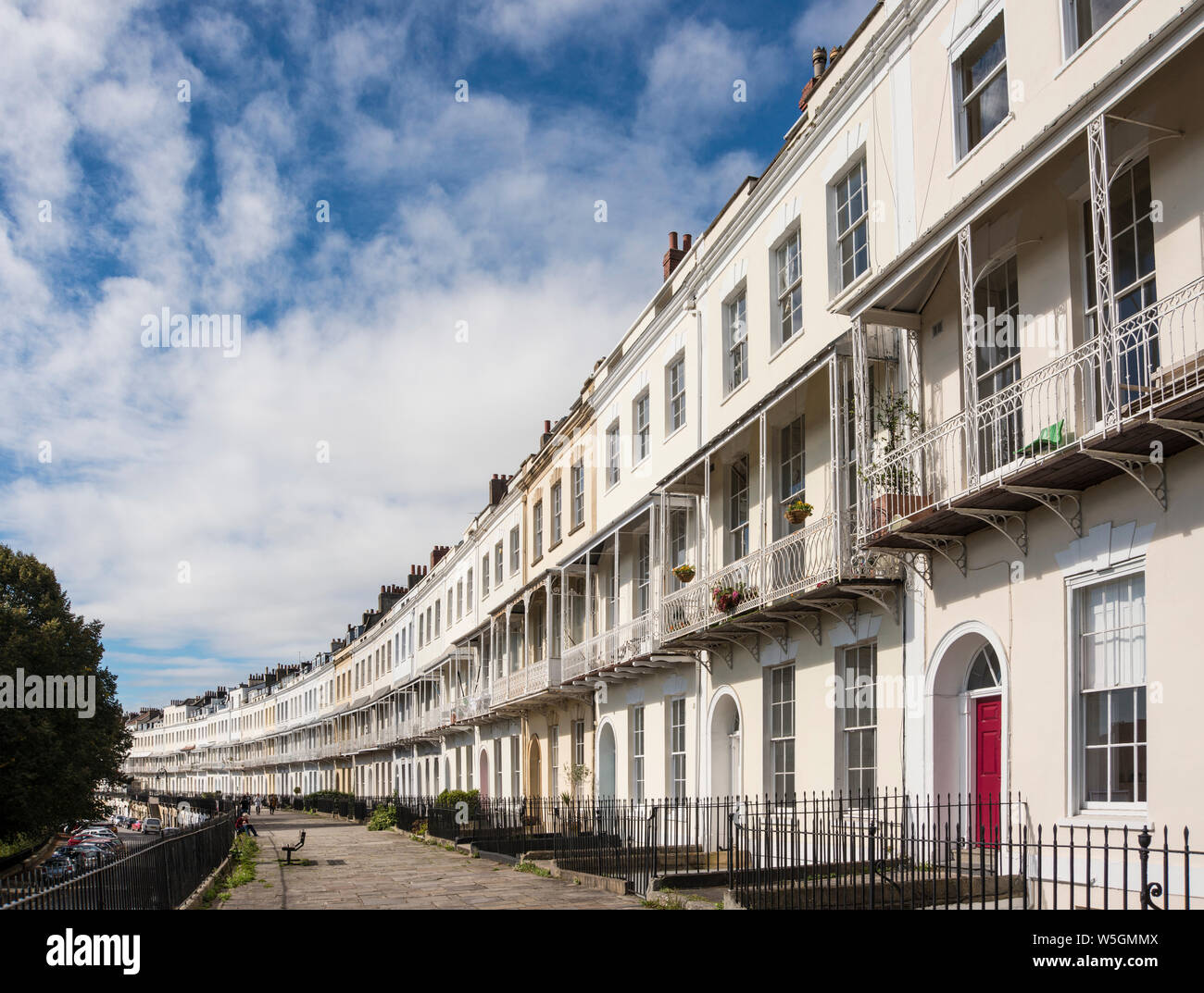 Une rangée de maisons de ville Géorgiennes, Royal York Crescent, Clifton, Bristol, Royaume-Uni Banque D'Images