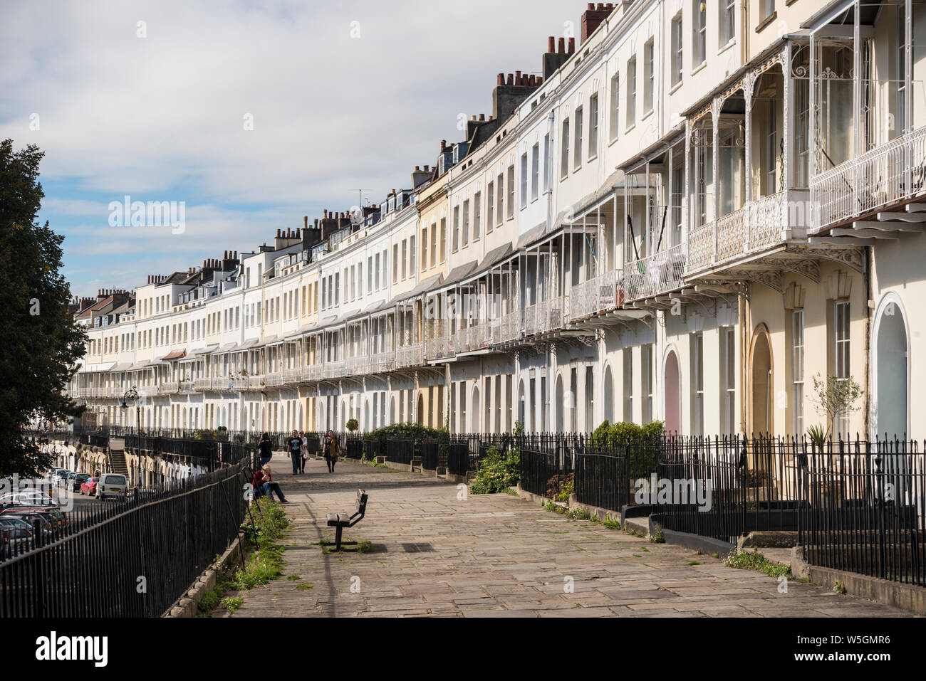 Une rangée de maisons de ville Géorgiennes, Royal York Crescent, Clifton, Bristol, Royaume-Uni Banque D'Images