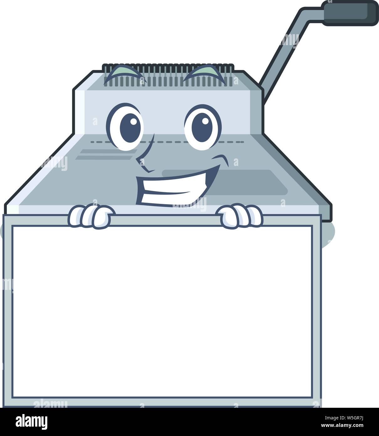 Souriant avec une machine à relier conseil isolé dans la mascot vector illustration Illustration de Vecteur