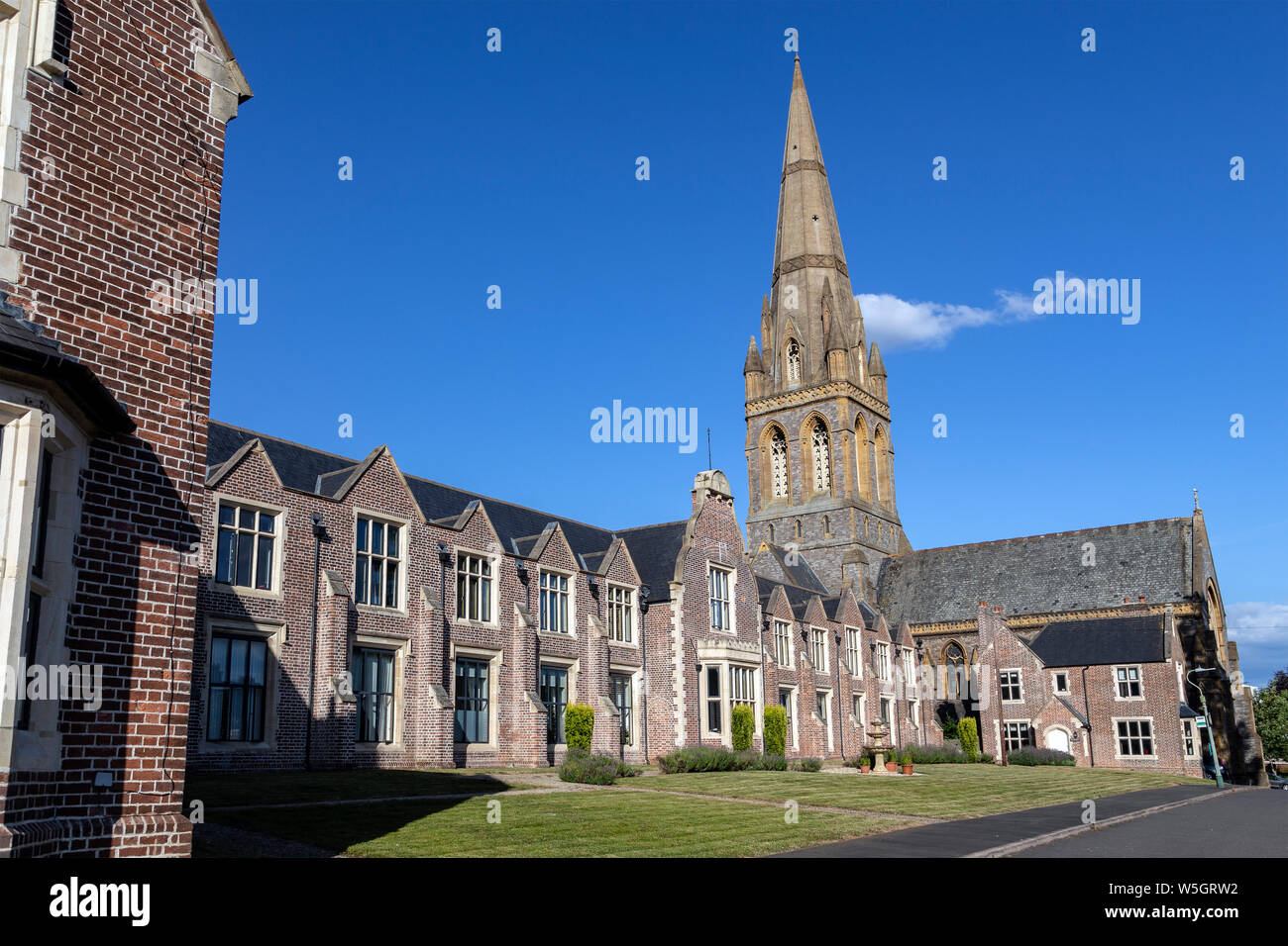 Construit en 1862 par le philanthrope John Dinham, Exeter les hospices et les cottages du Mont Dinham, pierre angulaire, du logement, de l'association Banque D'Images