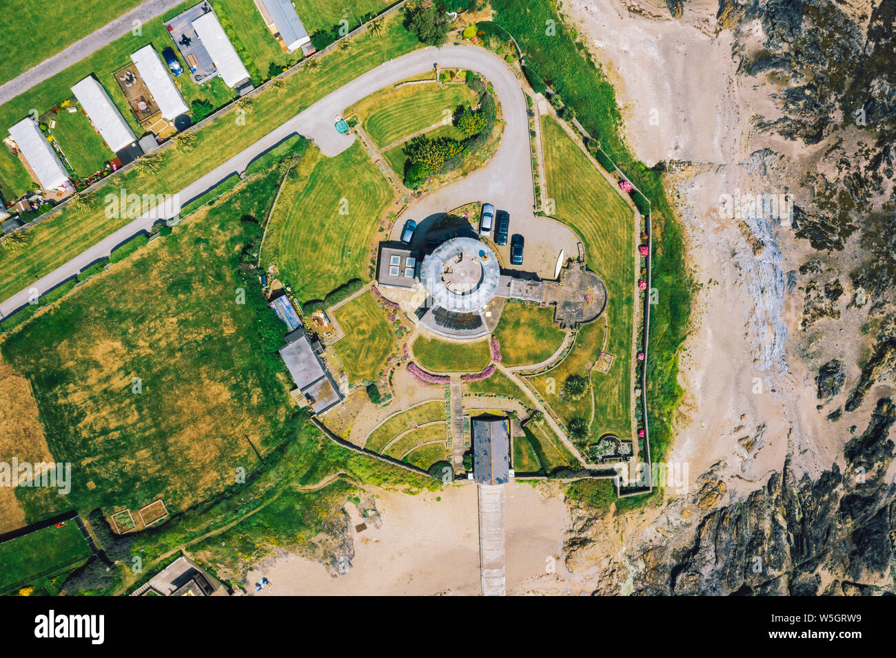 Haut de page vue aérienne côte de Swords, Dublin Banque D'Images