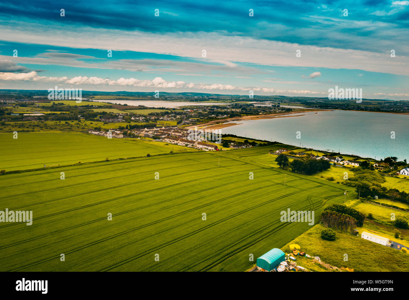 Vue aérienne du paysage de Donabate région de Dublin, Irlande. Banque D'Images