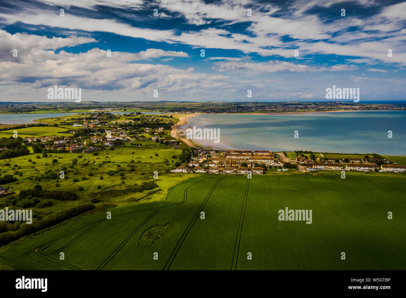 Vue aérienne du paysage de Donabate région de Dublin, Irlande. Banque D'Images