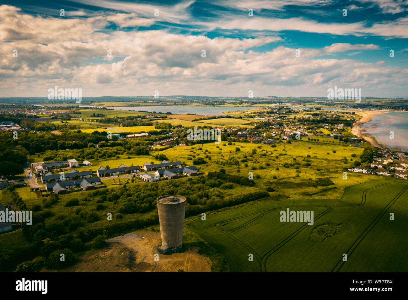 Vue aérienne du paysage de Donabate région de Dublin, Irlande. Banque D'Images