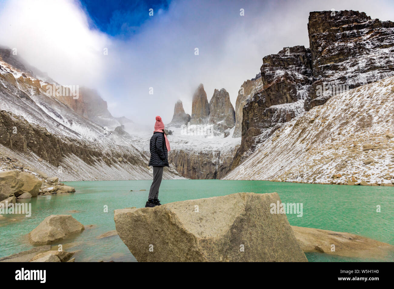 De superbes lacs glaciaires, Parc National Torres del Paine, Chili, Amérique du Sud Banque D'Images