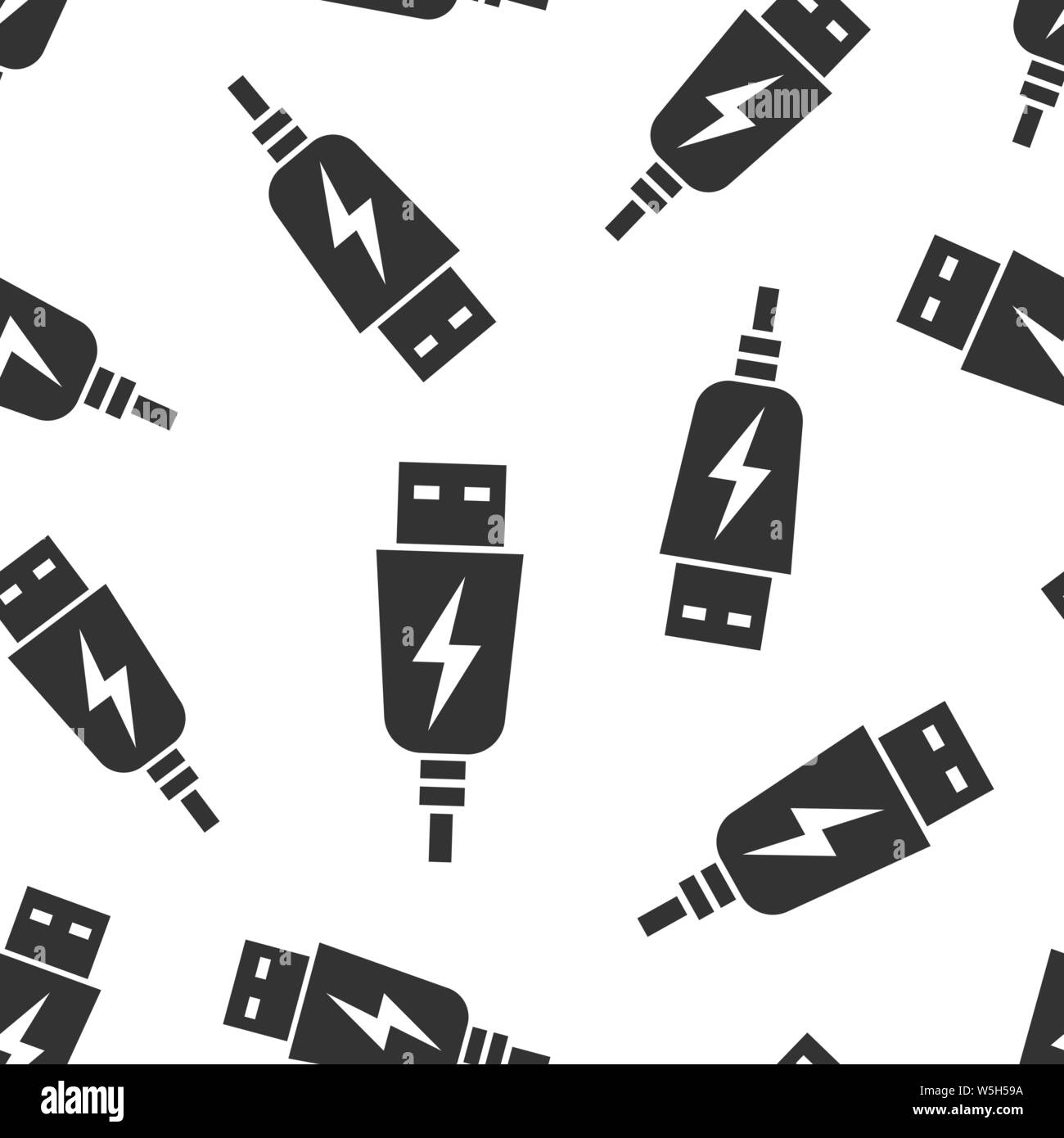 Câble USB sans icône. Chargeur électrique vector illustration sur fond blanc isolé. Adaptateur de batterie concept d'entreprise. Illustration de Vecteur