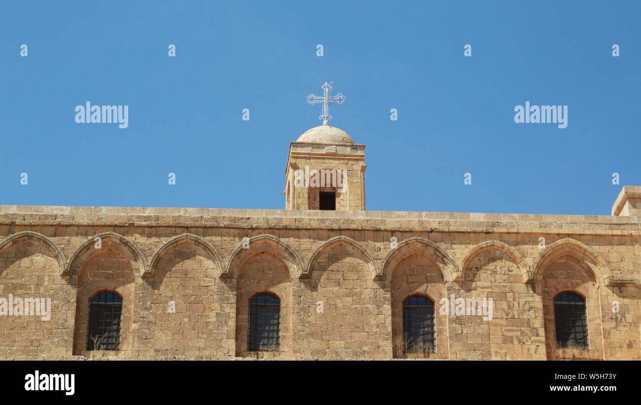 Deyrulzafaran Monestery Mardin Turquie Bâtiment religieux. Monastère orthodoxe syrien de Deyrulzafaran à Mardin, Turquie. Banque D'Images