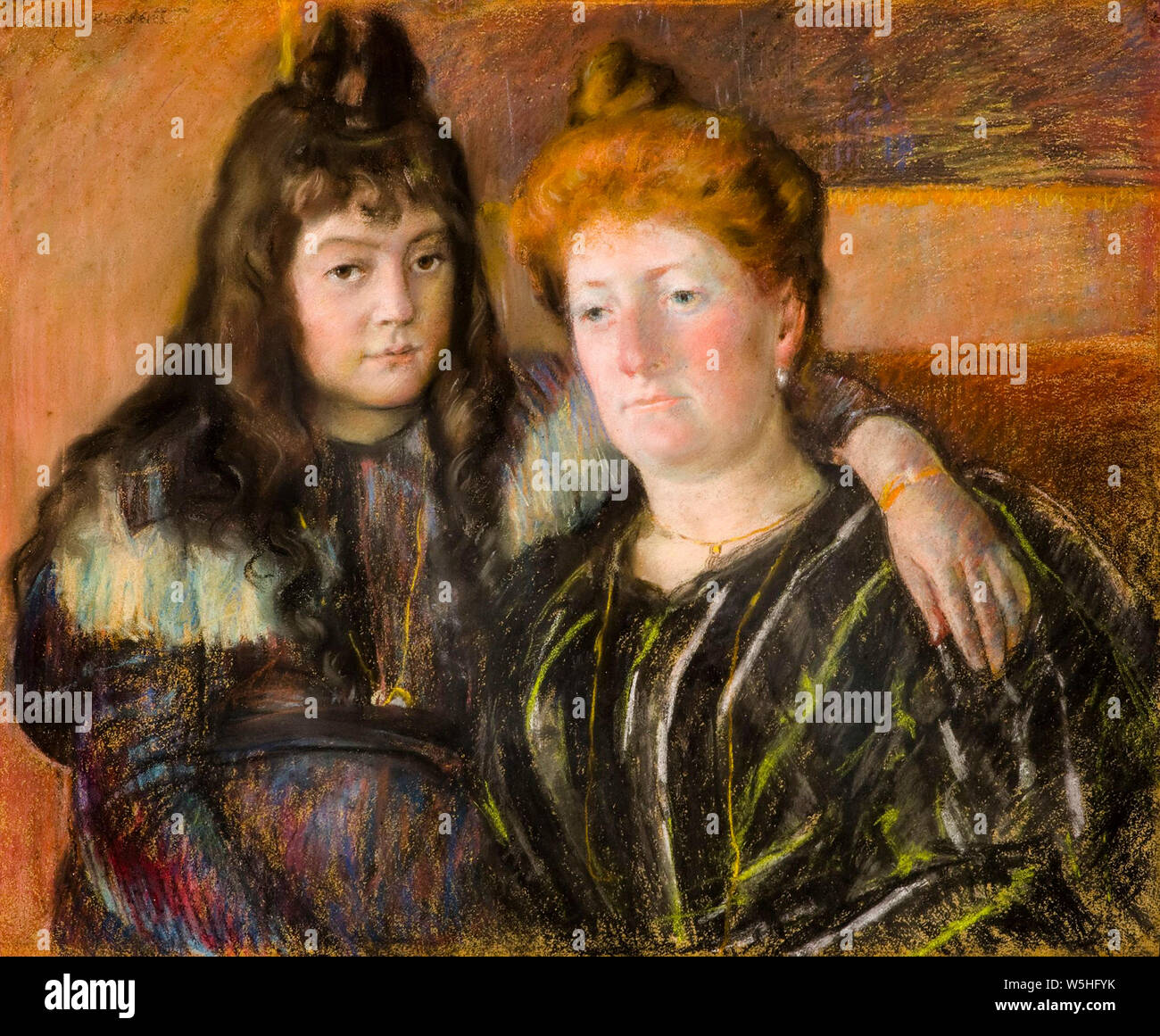 Marie Cassatt, Madame Gaillard et sa fille Marie-Thérèse, portrait dans les pastels, vers 1899 Banque D'Images