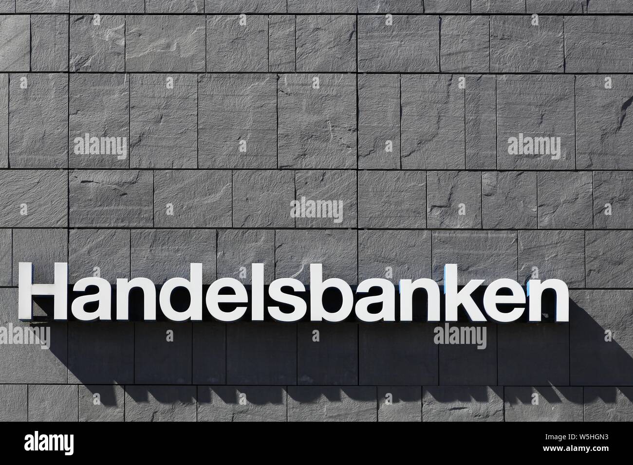 Aarhus, Danemark - 1 mai 2016 : Handelsbanken logo sur un mur. Handelsbanken est une banque suédoise fournissant des services de banque universelle Banque D'Images