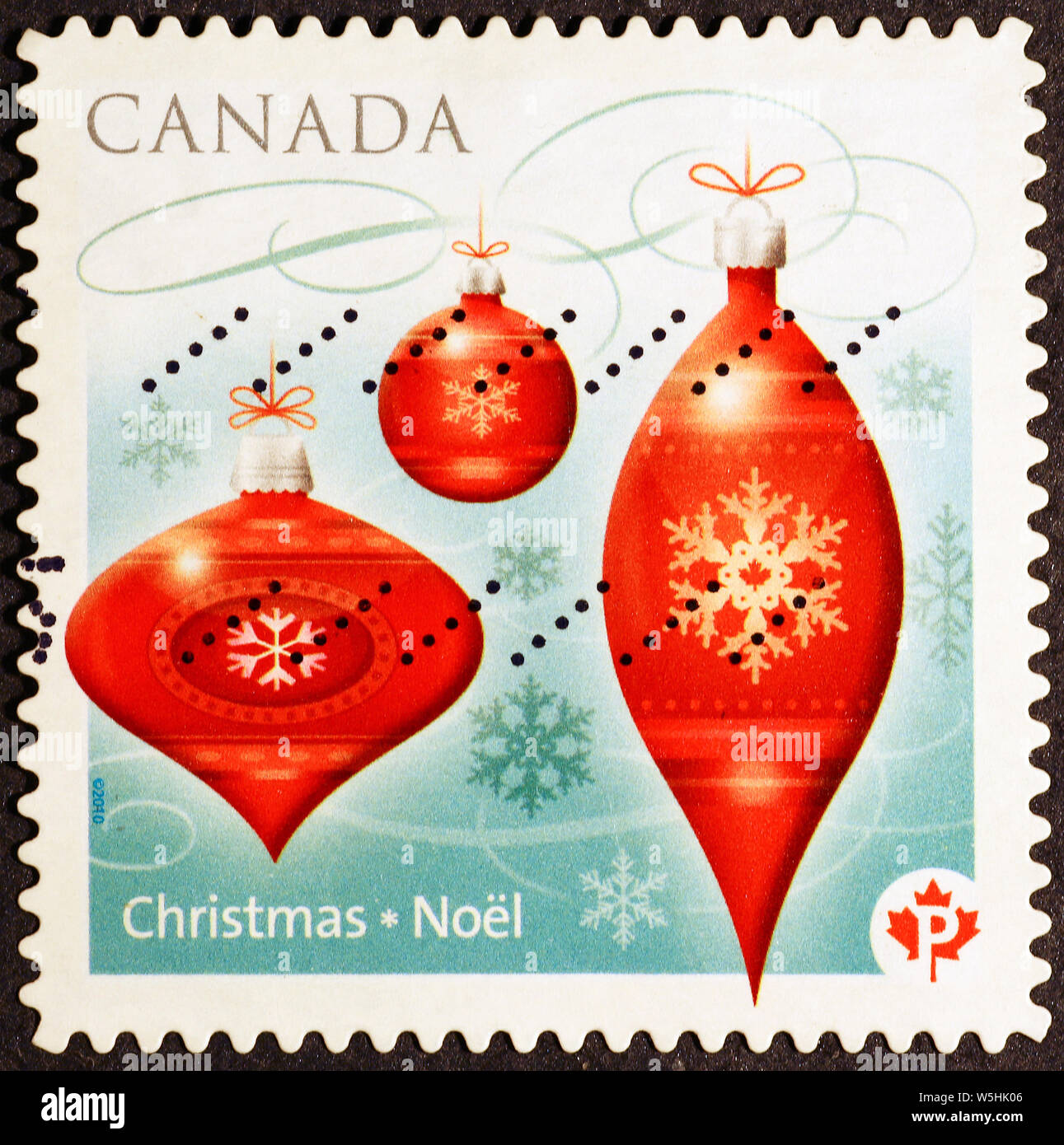 Décorations de Noël sur timbre-poste du Canada Banque D'Images