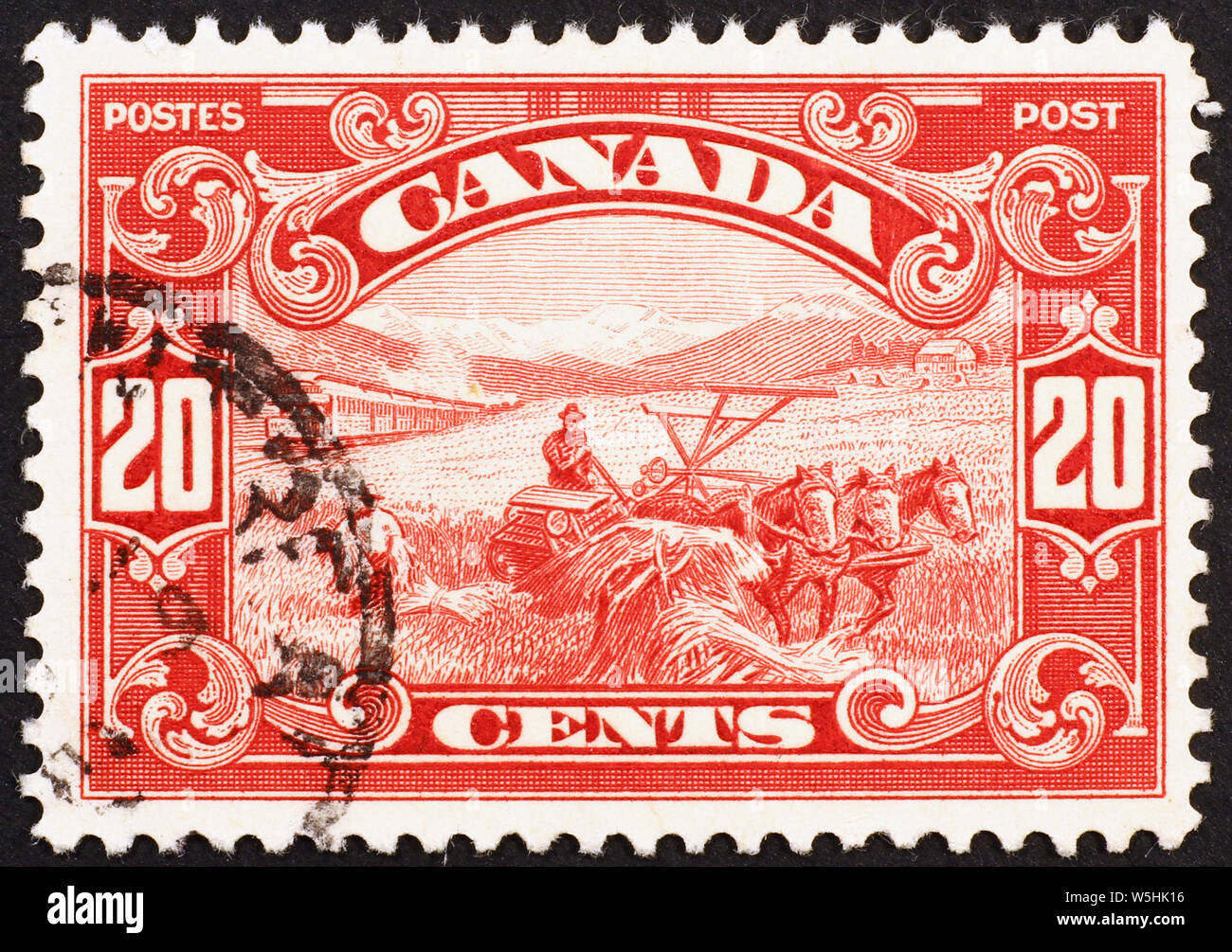 Les agriculteurs de la récolte sur les timbres vintage Banque D'Images
