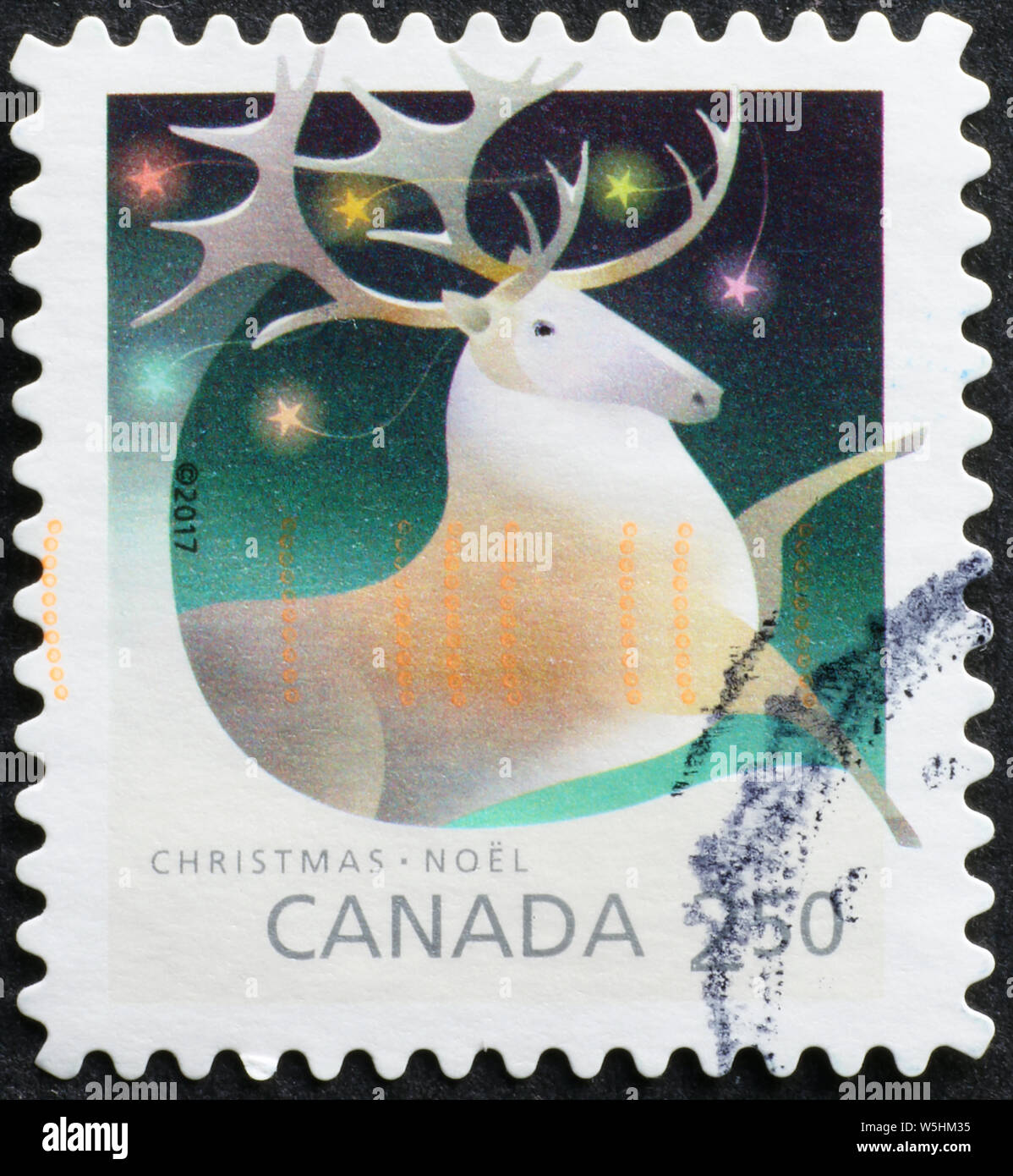 Stag stylisé sur les timbres de Noël Banque D'Images