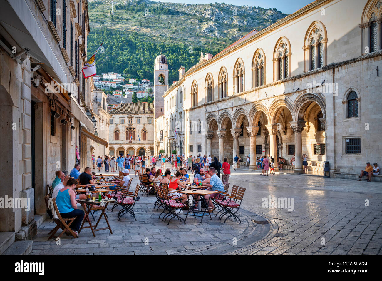 La rue principale de Dubrovnik ou Stradun ou Placa, Croata Banque D'Images