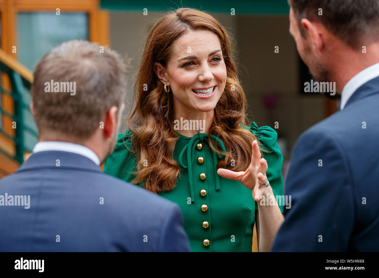 Catherine, duchesse de Cambridge aka Kate Middleton durant les championnats de Wimbledon 2019. Banque D'Images