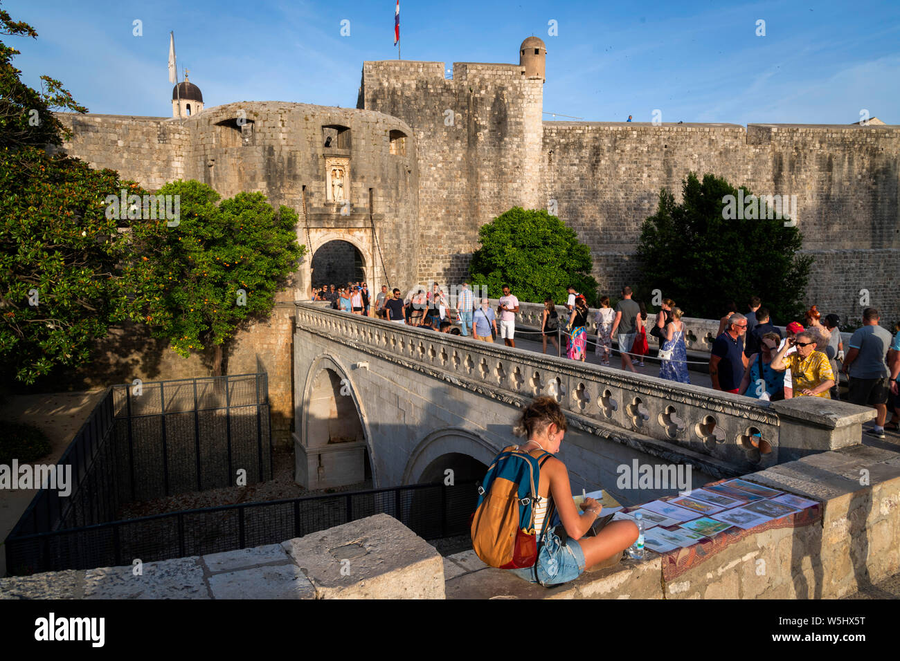 La Porte Pile, la vieille ville de Dubrovnik Croatie Banque D'Images