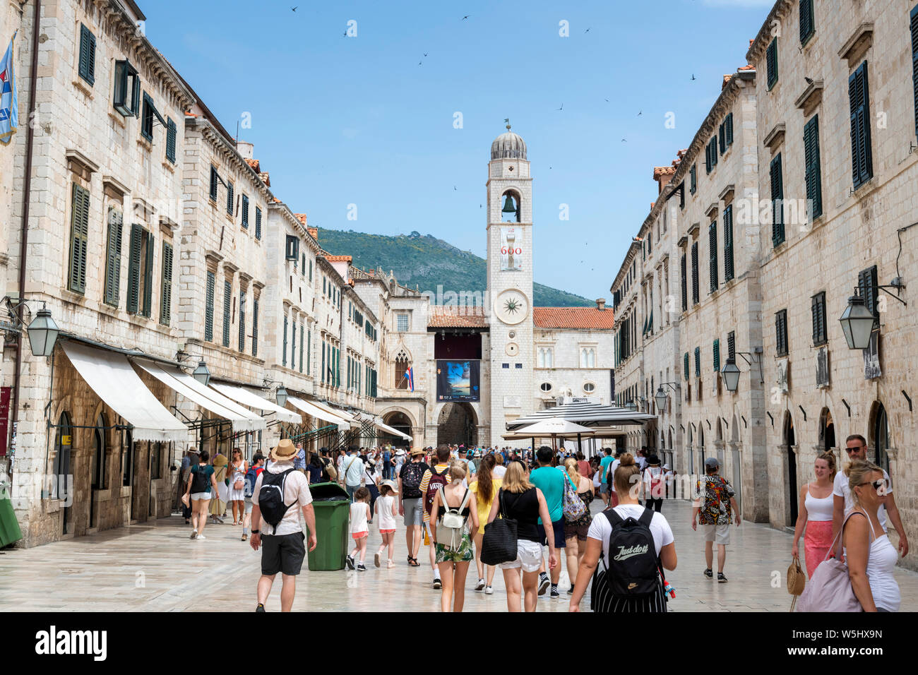 La rue principale de Dubrovnik ou Stradun ou Placa, Croata Banque D'Images