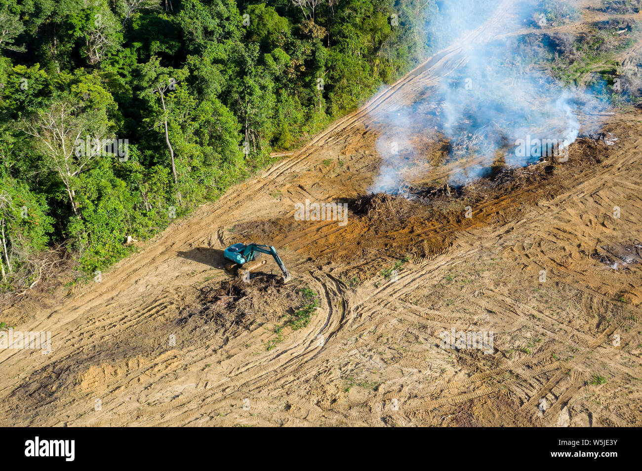 De haut en bas Vue aérienne de la déforestation - jungle être démontés et brûlés pour faire place aux plantations en Thaïlande Banque D'Images