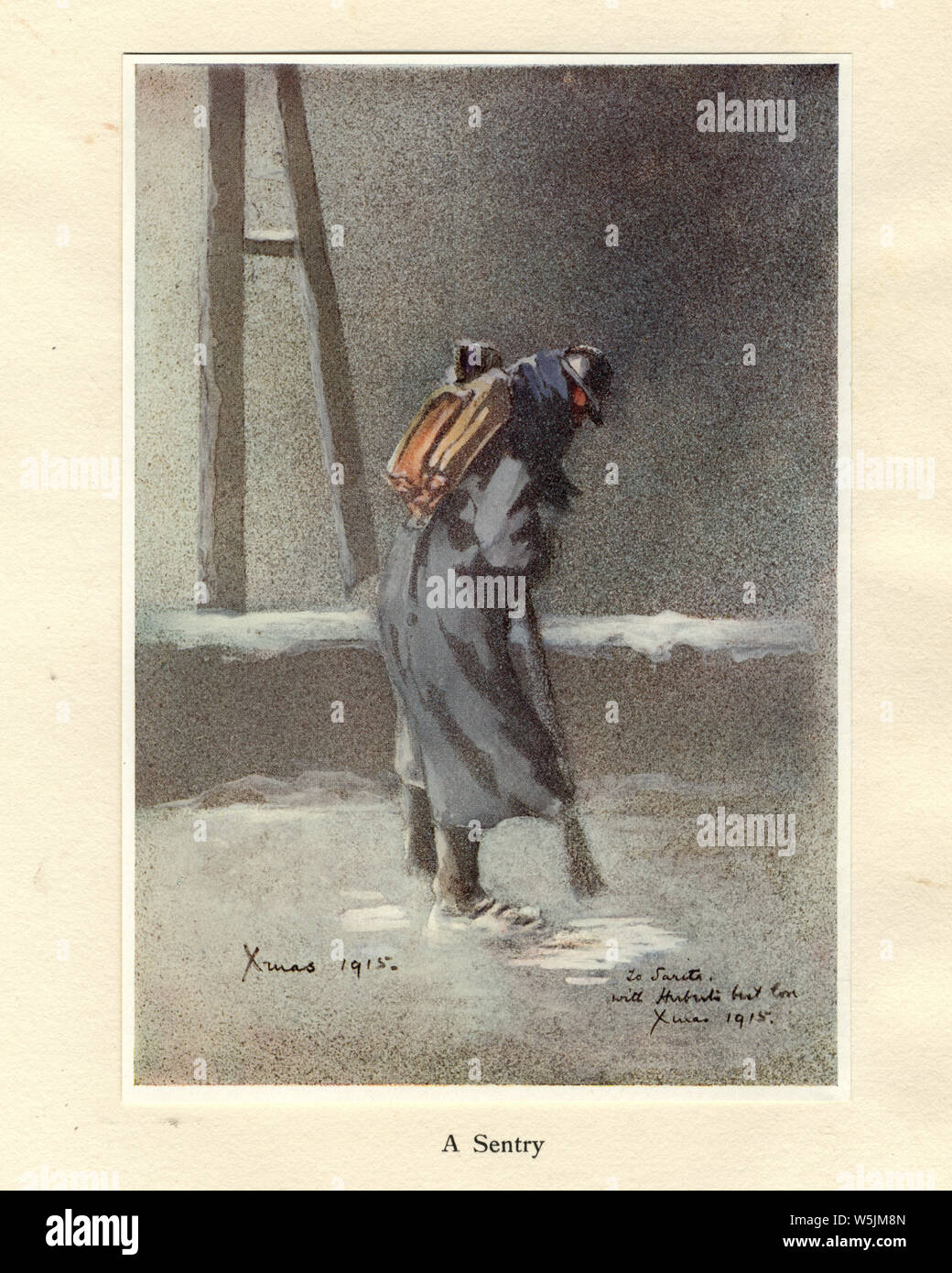 Monde Quartier 1, soldat français sur le service de sentinelle, 1915. Monsieur Poilu, par Herbert Ward Banque D'Images