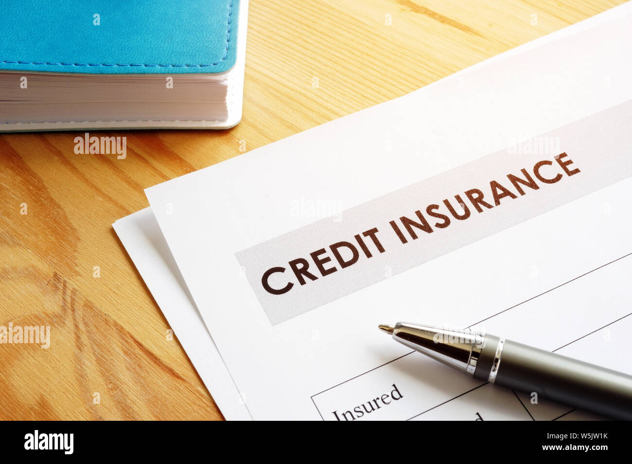 D'assurance-crédit et un stylo pour la signature. Banque D'Images
