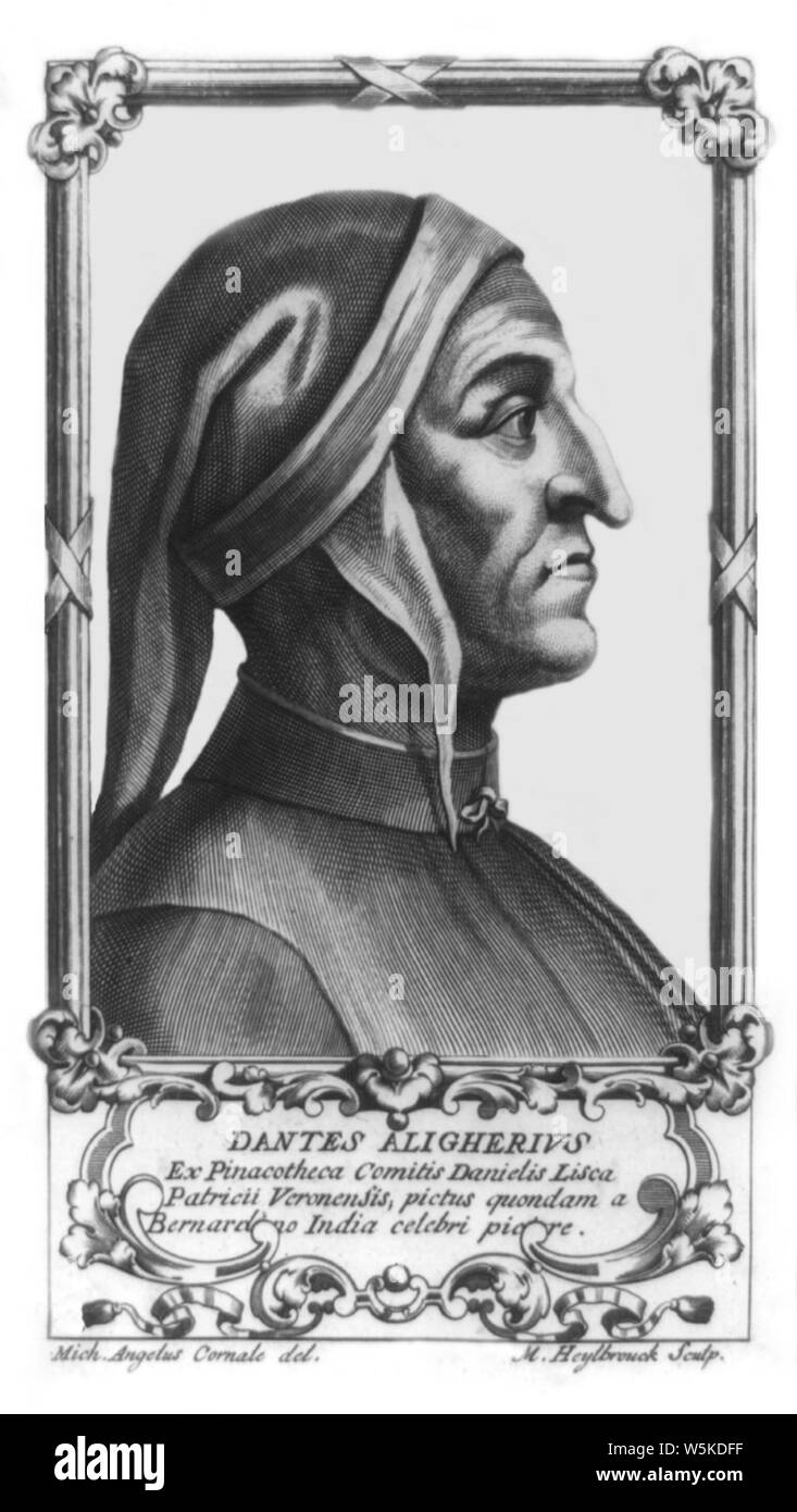 Dante Alighieri (gravure sur cuivre). Banque D'Images