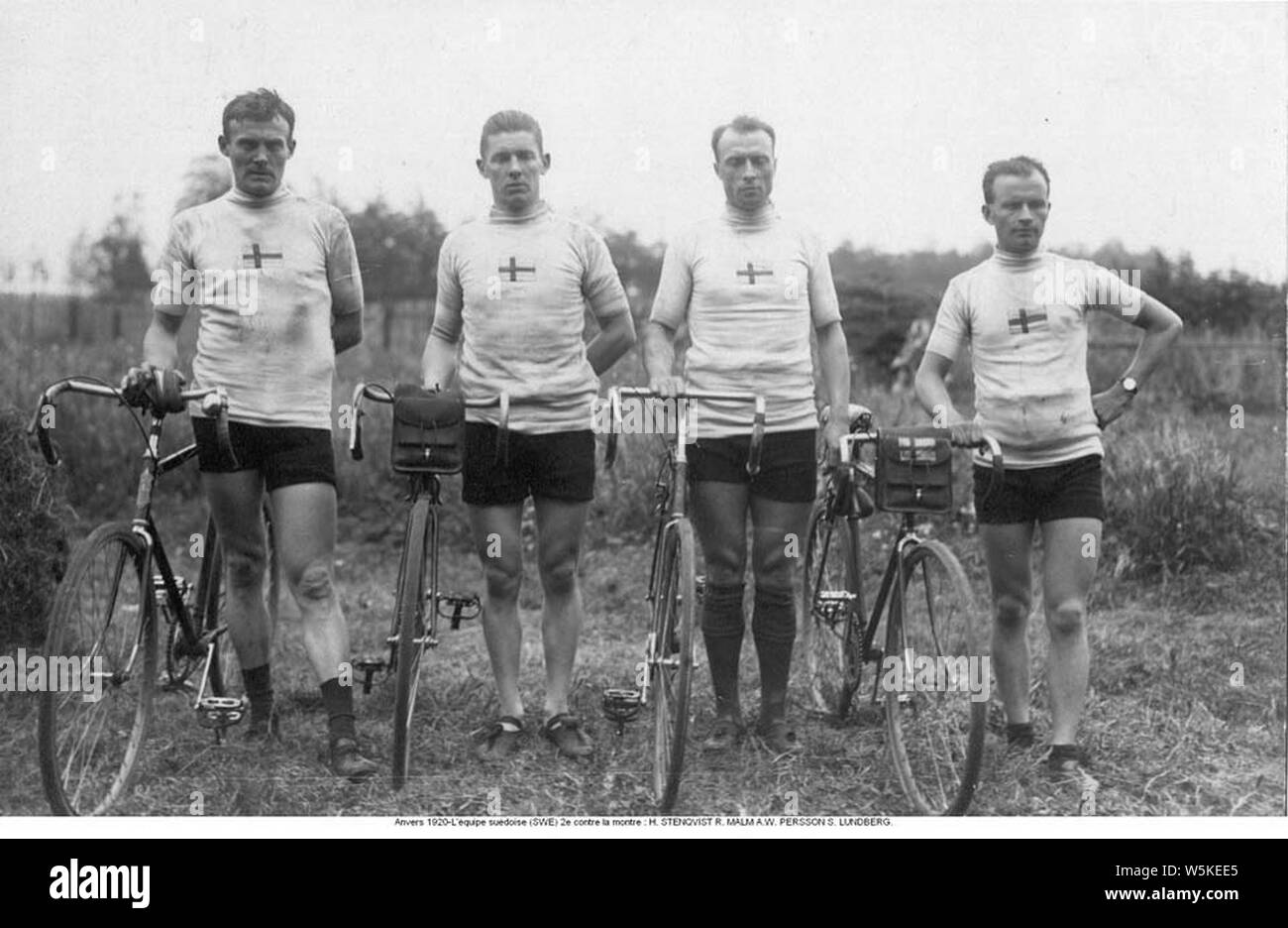 Cyclisme au Jeux Olympiques d'été de 1920, l'équipe suédoise. Banque D'Images