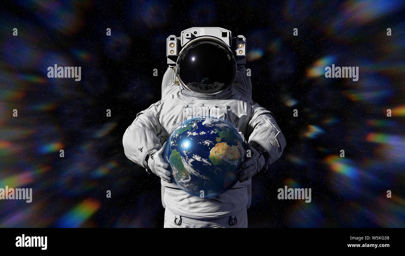 La tenue d'astronaute planète Terre, planète du système solaire Banque D'Images