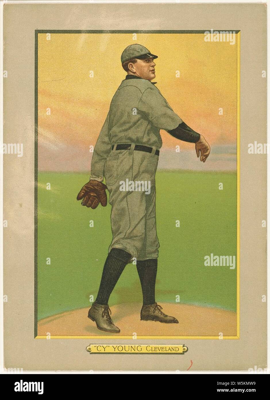 Cy Young, Cleveland Naps, portrait carte de base-ball Banque D'Images