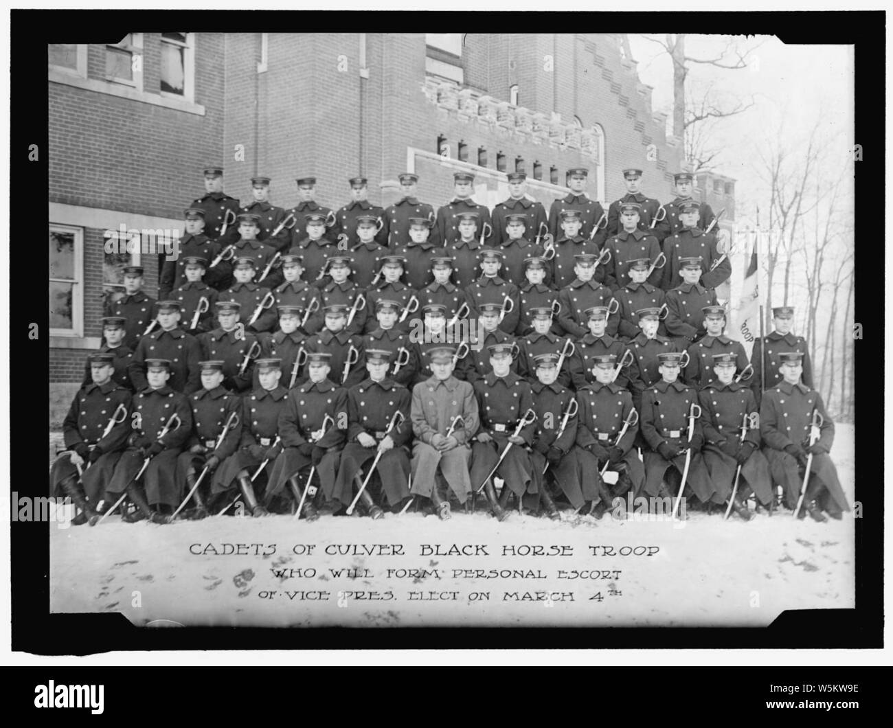 CULVER MILITARY ACADEMY. Cheval Noir, DES TROUPES D'ESCORTE PERSONNELLE MARSHALL VICE-PRÉSIDENT À l'inauguration Banque D'Images