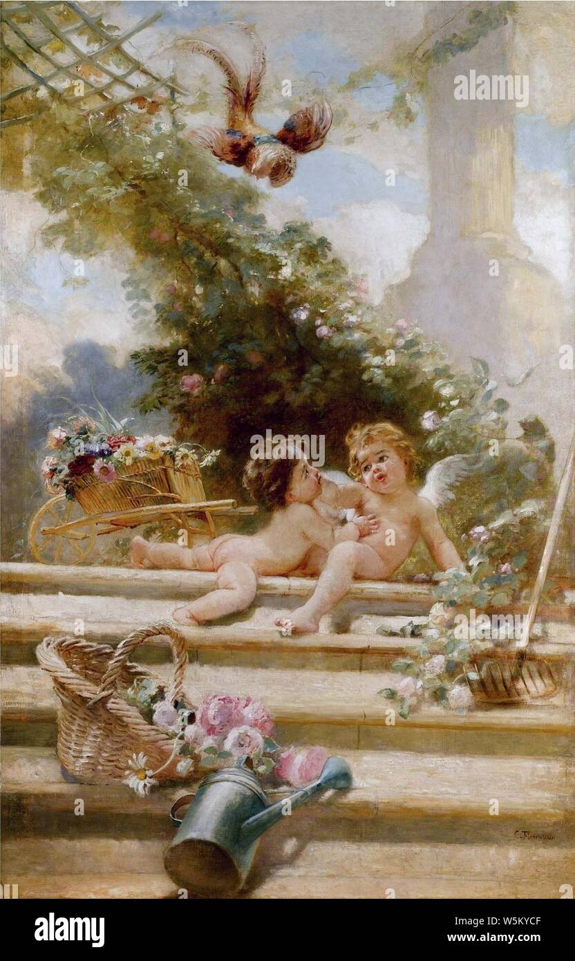 Les Jardiniers par Konstantin Makovsky Cupidon. Banque D'Images