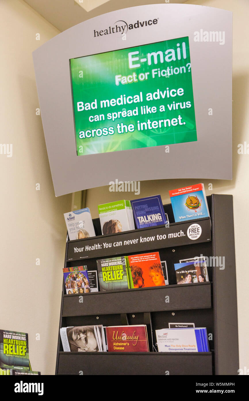 Miami Beach Floride, Mt. Centre médical Mount Sinai,hôpital,soins de santé,cabinet du médecin,salle d'attente,écran numérique de conseils santé,direct au consommateur a Banque D'Images