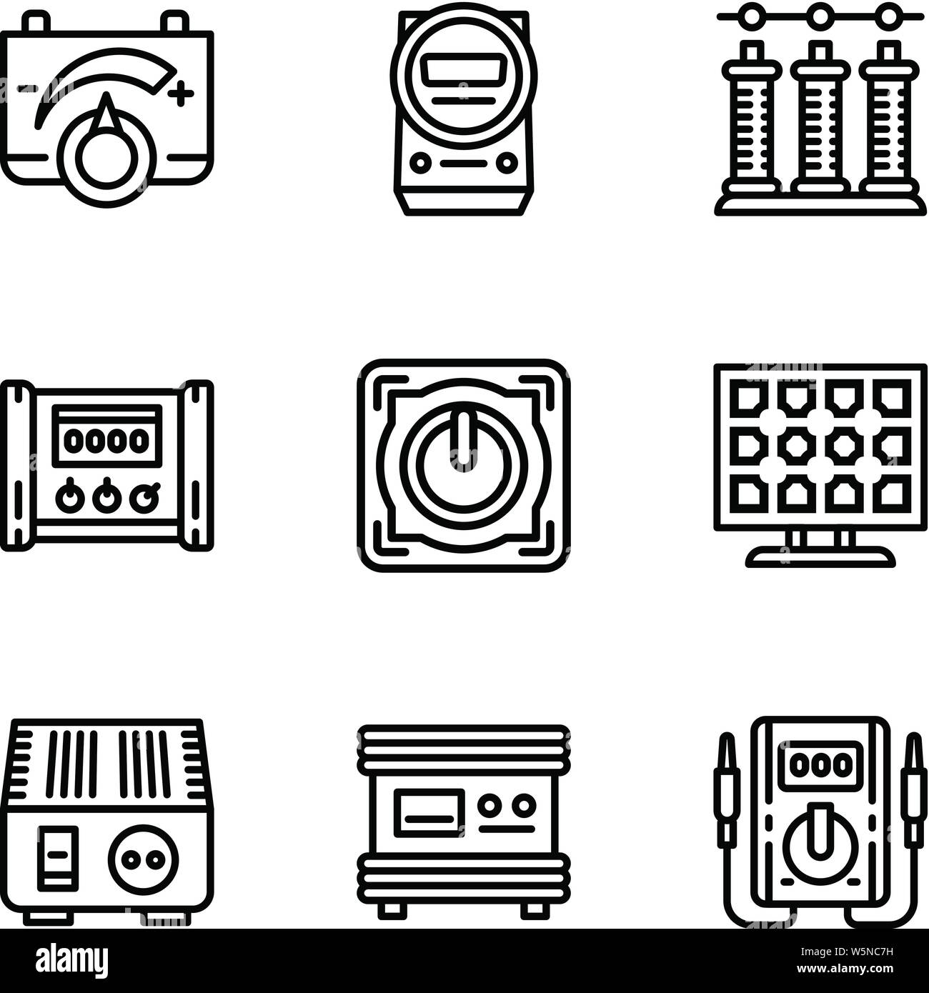 L'énergie solaire convertor icon set. Ensemble de 9 grandes lignes de l'énergie solaire convertor vector icons pour la conception web isolé sur fond blanc Illustration de Vecteur