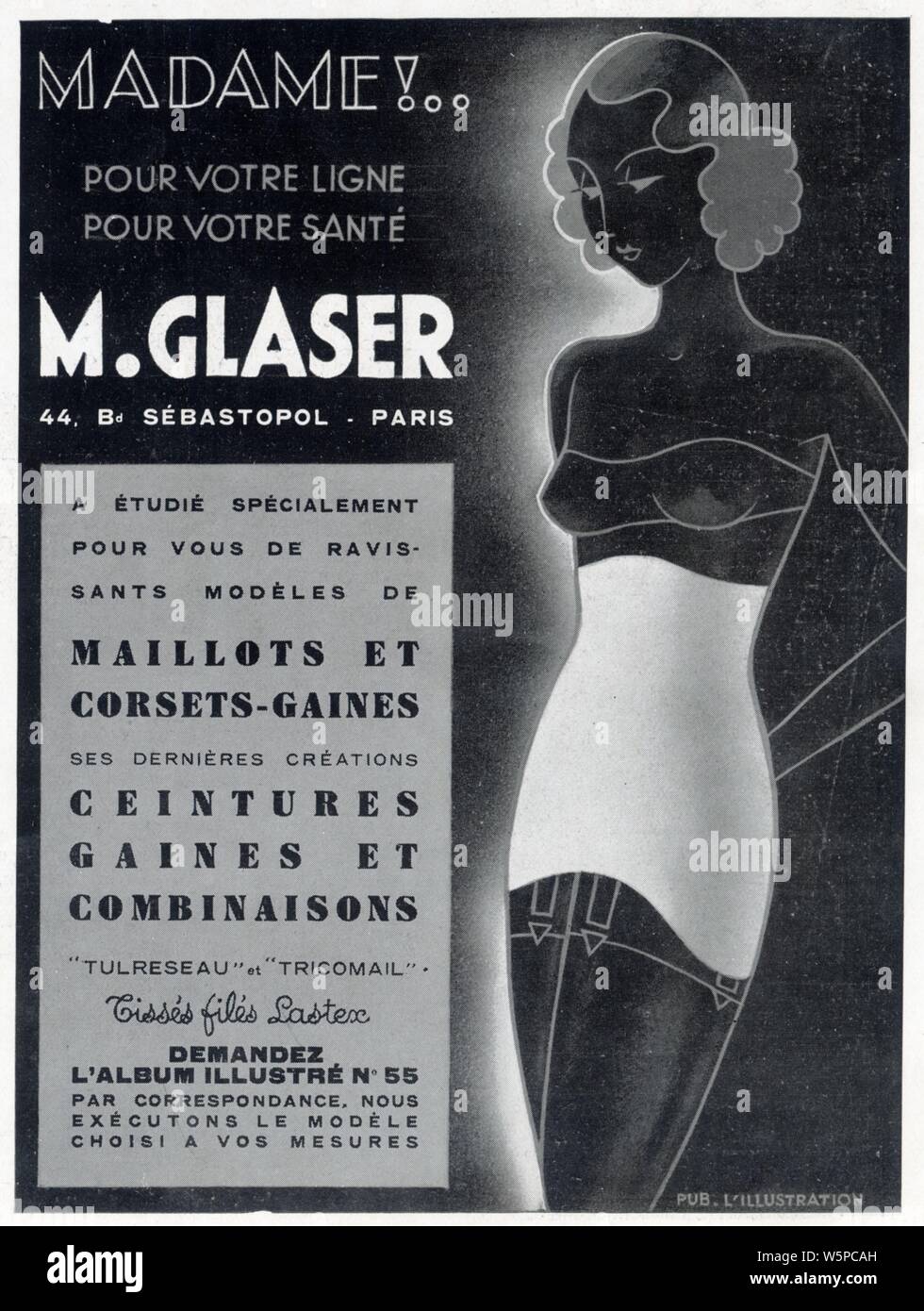 Publicité ancienne M.Glaser. 1937 Banque D'Images