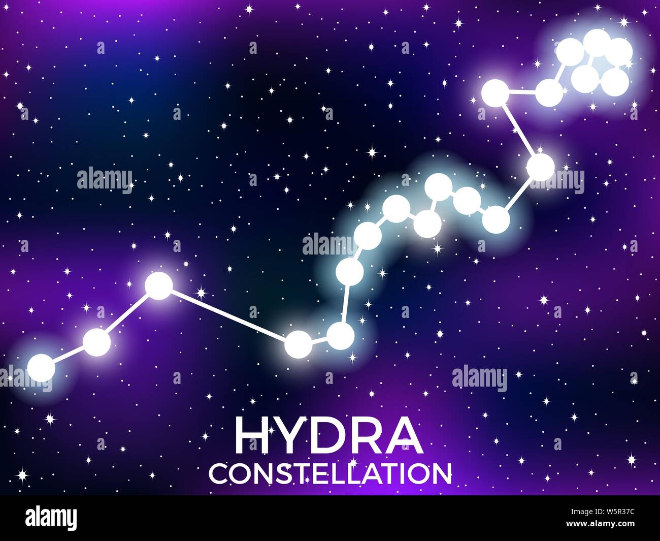 Constellation de l'hydre. Ciel étoilé. D'étoiles et galaxies. L'espace profond. Vector illustration Illustration de Vecteur