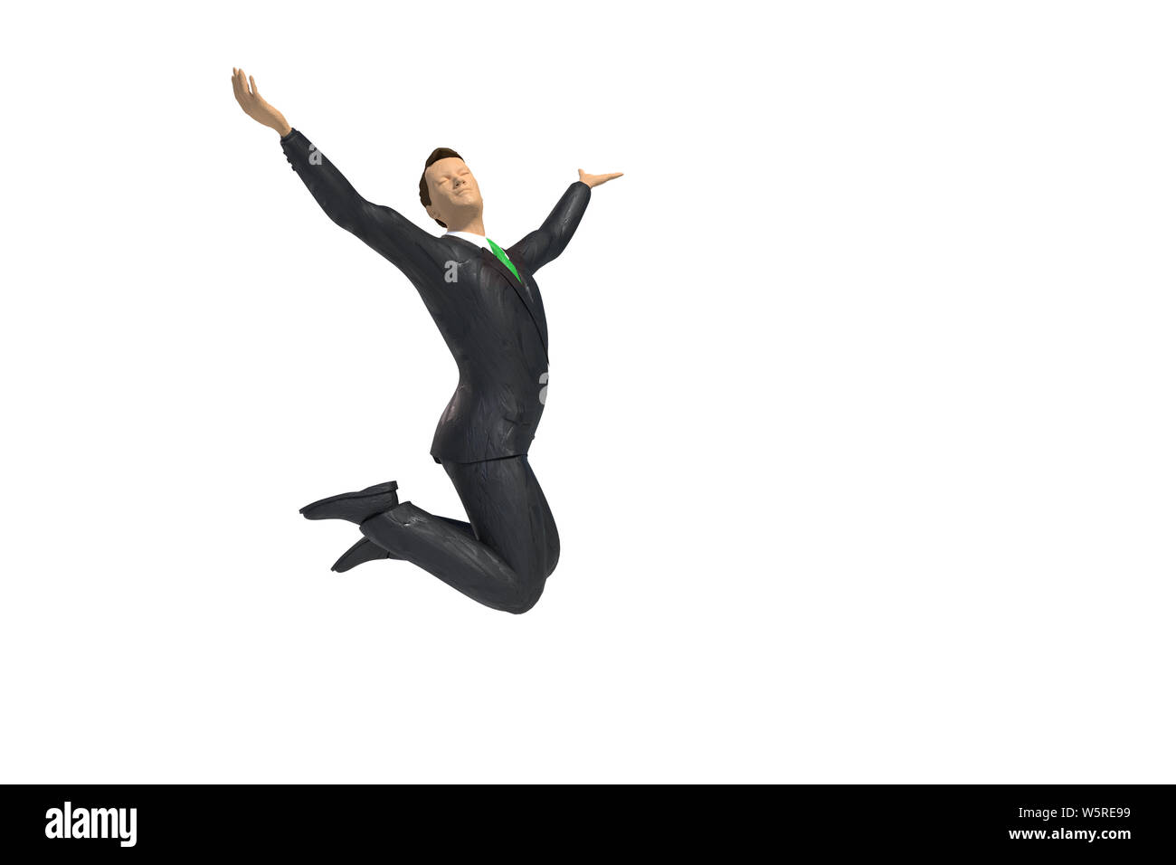 Miniature jouet figurine homme est sauter de joie et de bonheur, un concept isolé sur fond blanc Banque D'Images