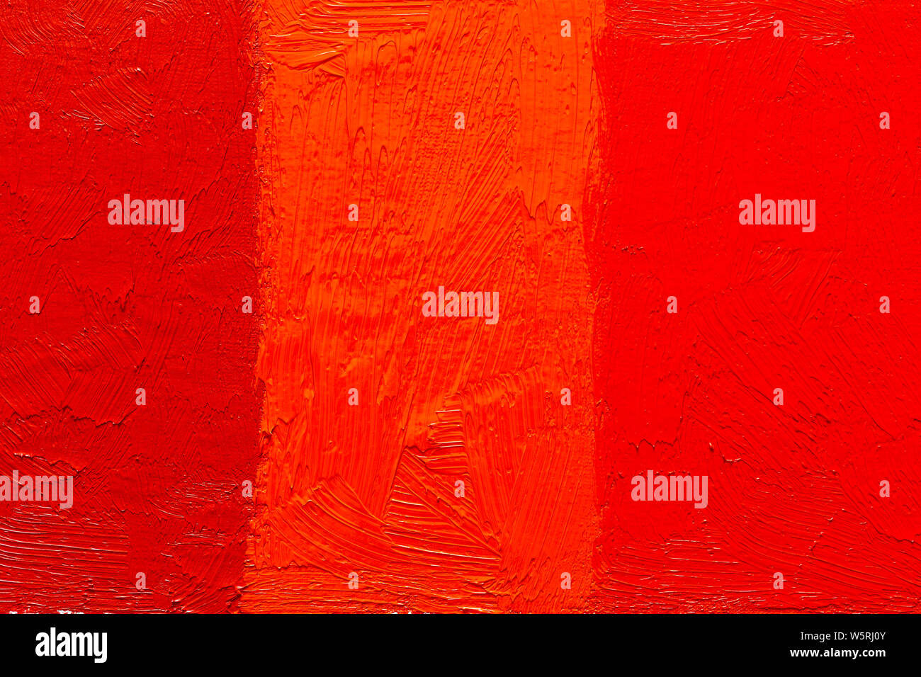 Tableau abstrait arrière-plan. Arrière-plan a été peint avec la teinte rouge vermillon diffenrent de couleur à l'huile sur toile à la main. Banque D'Images