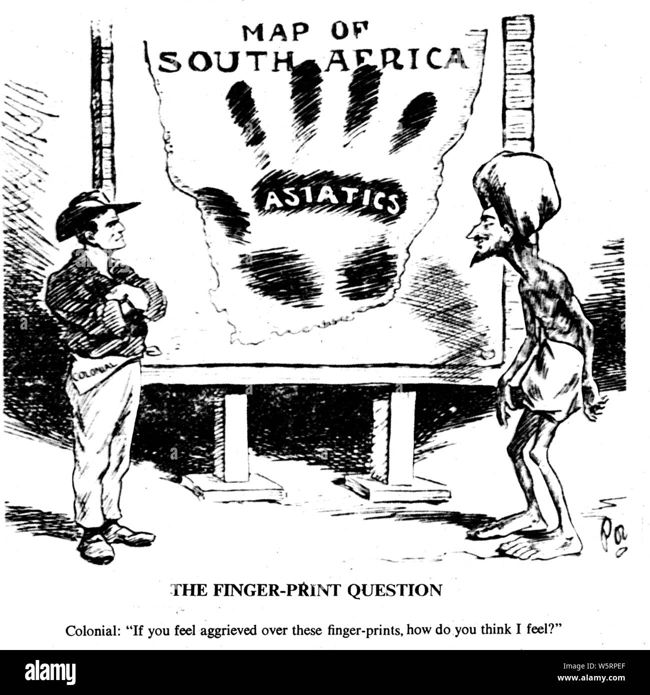 Dessin animé sur l'Asiatique Afrique du Sud 1907 Banque D'Images