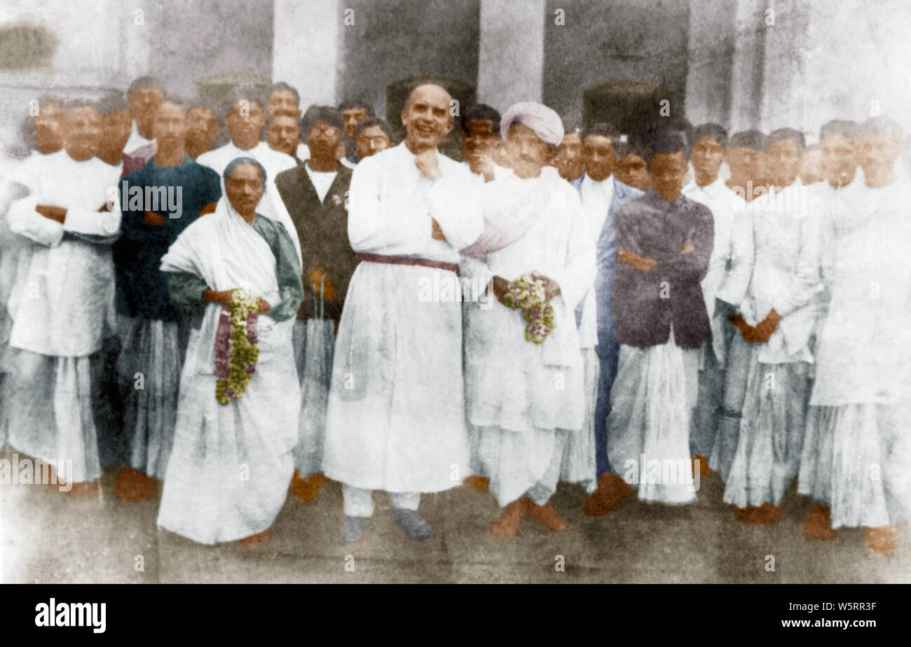 Kasturba Gandhi Mahatma Gandhi et l'Inde Asie 1915 Banque D'Images
