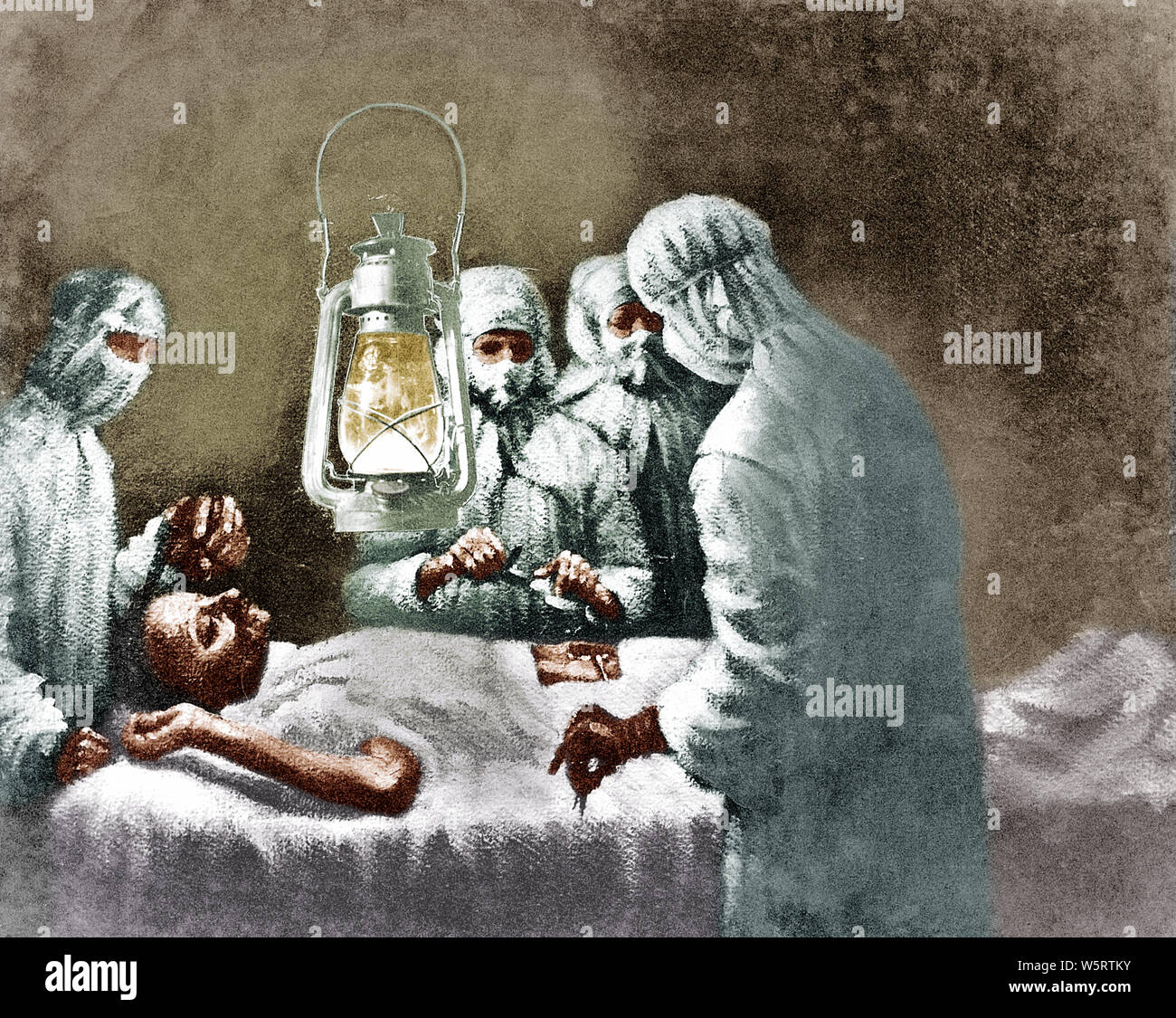 Opération de l'appendicite de Mahatma Gandhi Pune Maharashtra Inde Asie Peinture Janvier 1924 Banque D'Images