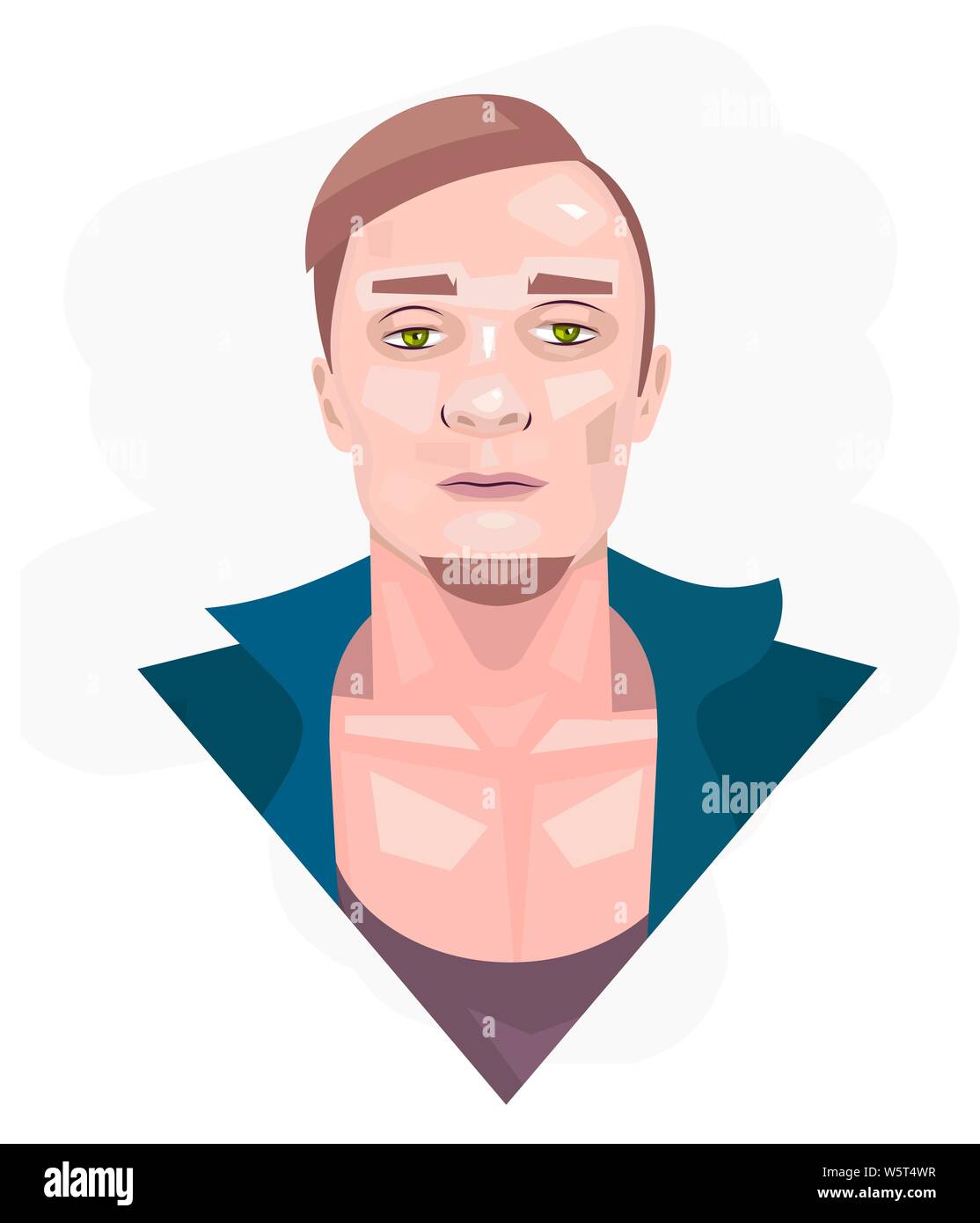 Homme Portrait d'un jeune mec avec une barbe et les cheveux Vector ...