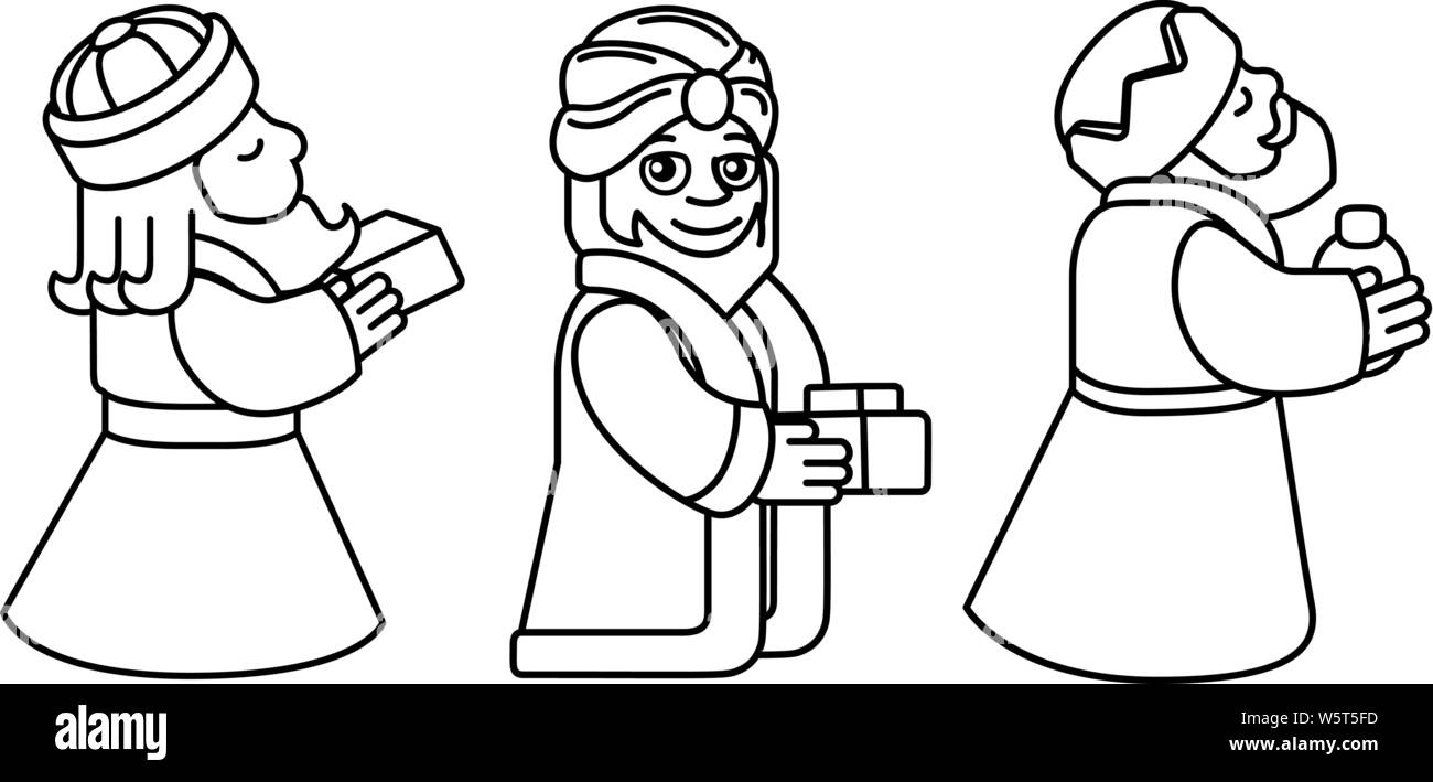 Sages Crèche de Noël Cartoon Illustration de Vecteur