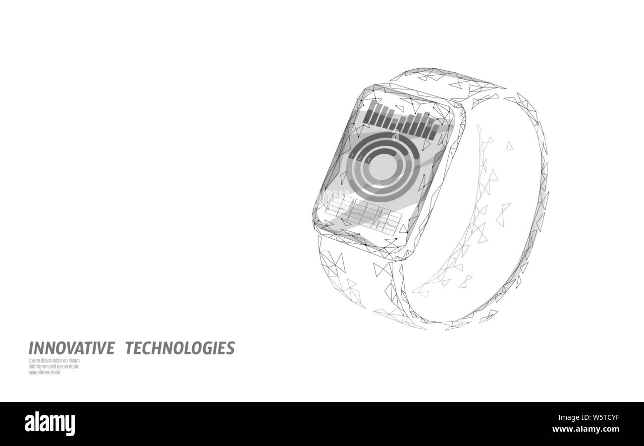 Montres intelligentes écran tactile technologie moderne concept. Poly faible suivi sport polygonale app. Appareil de soins de support de communication réseau graphique Illustration de Vecteur